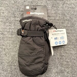 Hot Fingers Alpine Dry II Mittens Youth Lg (9-10) Black Insulated Waterproof NWT